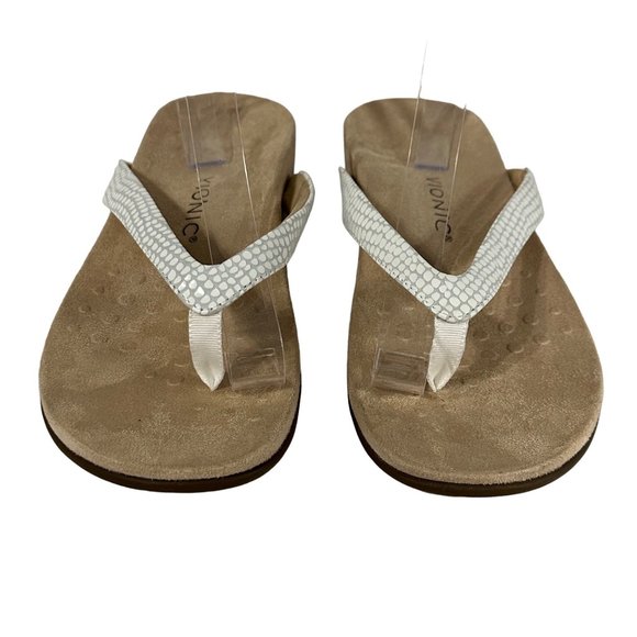 Vionic Dillon women’s size 10 white orthotic toe post flip flops - Picture 1 of 5